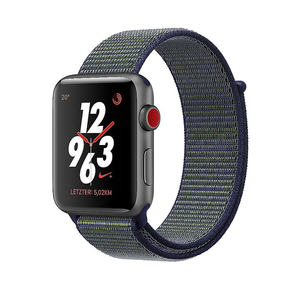 Apple Watch Nike  LTE 38mm Aluminiumgehäuse Grau Nike Sport Loop Midnight Fog