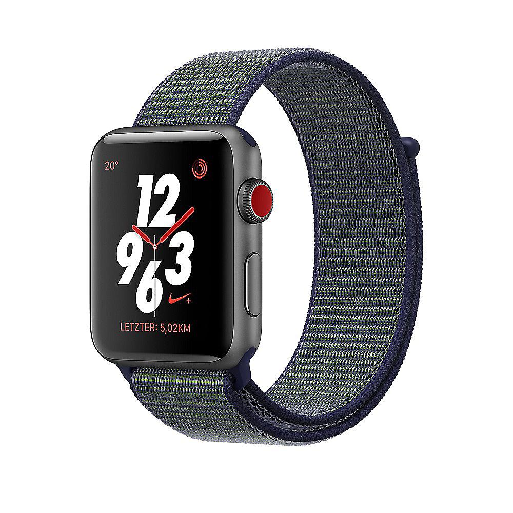 Apple Watch Nike  LTE 42mm Aluminiumgehäuse Grau Sport Loop Midnight Fog