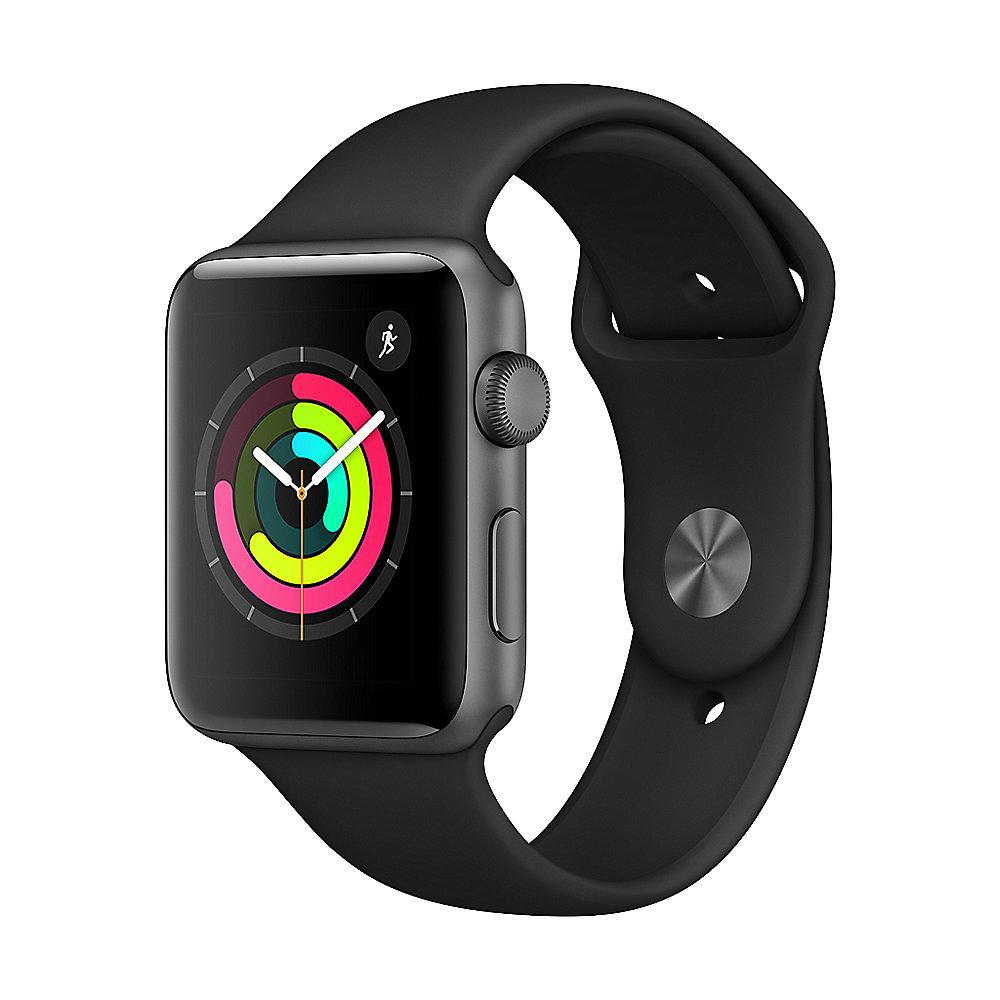 Apple Watch Series 3 GPS 42mm Aluminiumgehäuse Space Grau Sportarmband Schwarz