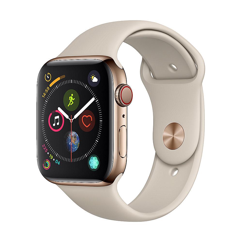 Apple Watch Series 4 LTE 44mm Edelstahlgehäuse Gold mit Sportarmband Stein, Apple, Watch, Series, 4, LTE, 44mm, Edelstahlgehäuse, Gold, Sportarmband, Stein