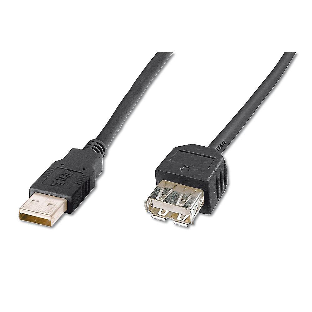 Assmann USB 2.0 Kabel 1,8m Typ-A St./Bu. schwarz, Assmann, USB, 2.0, Kabel, 1,8m, Typ-A, St./Bu., schwarz