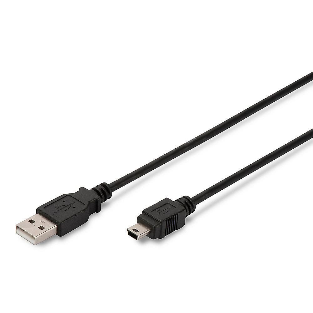 Assmann USB 2.0 Kabel 1m Typ-A zu Mini-B St./St. schwarz, Assmann, USB, 2.0, Kabel, 1m, Typ-A, Mini-B, St./St., schwarz