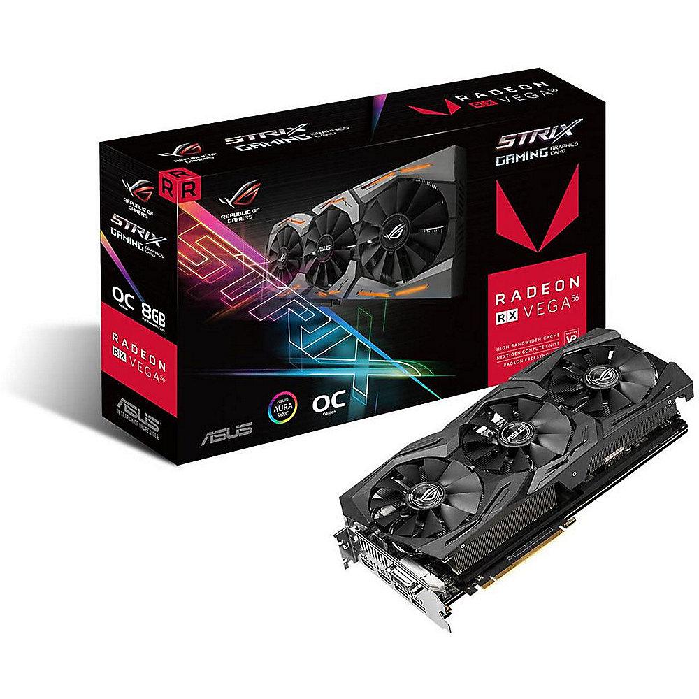 Asus AMD Radeon ROG Strix RX Vega 56 OC Grafikkarte 8GB HBM2 2xHDMI/2xDP/DVI, Asus, AMD, Radeon, ROG, Strix, RX, Vega, 56, OC, Grafikkarte, 8GB, HBM2, 2xHDMI/2xDP/DVI