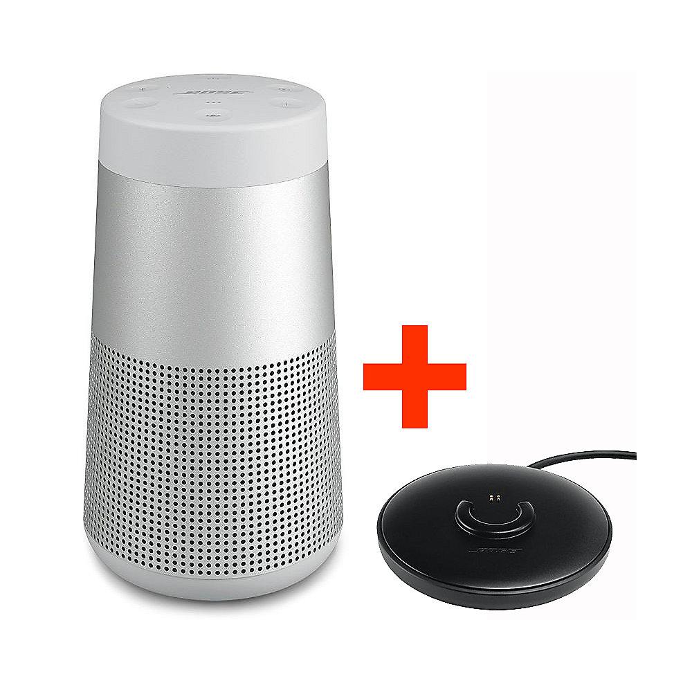 BOSE SoundLink Revolve Bluetooth Lautsprecher silber mit Akku inkl. Ladeschale