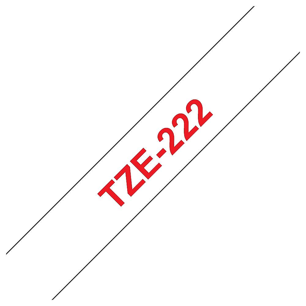 Brother TZe-222 Schriftband 9mm x 8m rot auf weiß selbstklebend