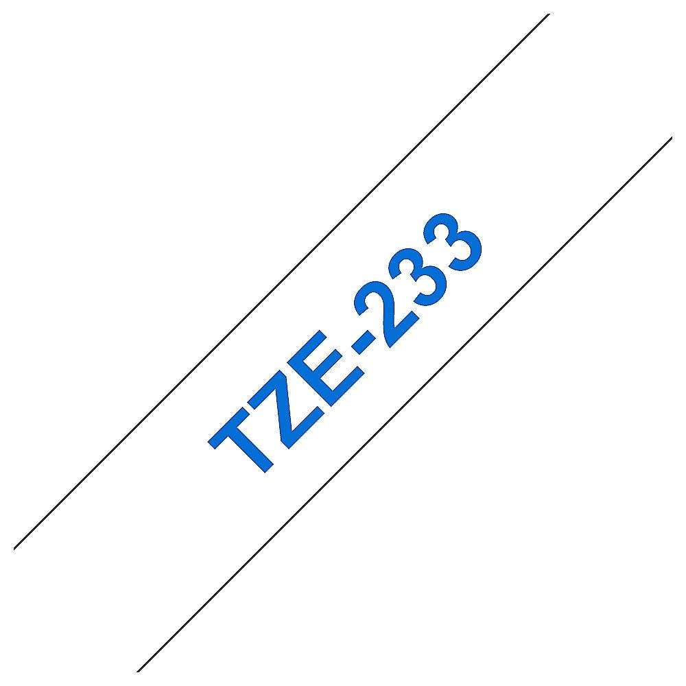 Brother TZe-233 Schriftband, 12mm x 8m, blau auf weiß, selbstklebend