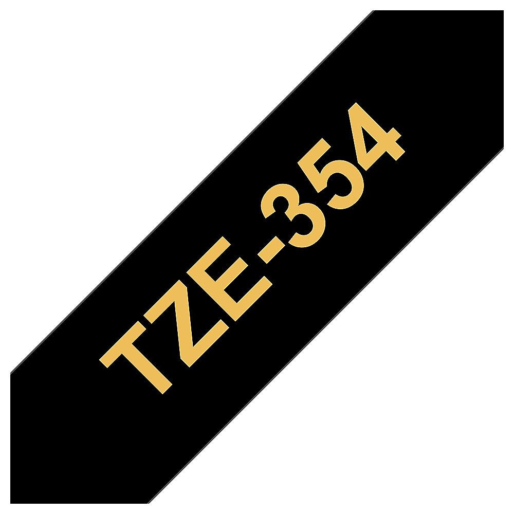 Brother TZe-354 Schriftband gold auf schwarz, 24 mm x 8 m, selbstklebend