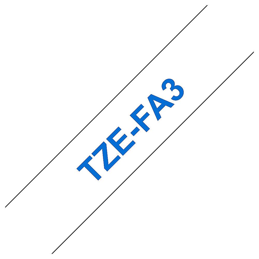 Brother TZe-FA3 Textil-Aufbügelband, blau auf weiß, 12mm x 3m, Brother, TZe-FA3, Textil-Aufbügelband, blau, weiß, 12mm, x, 3m