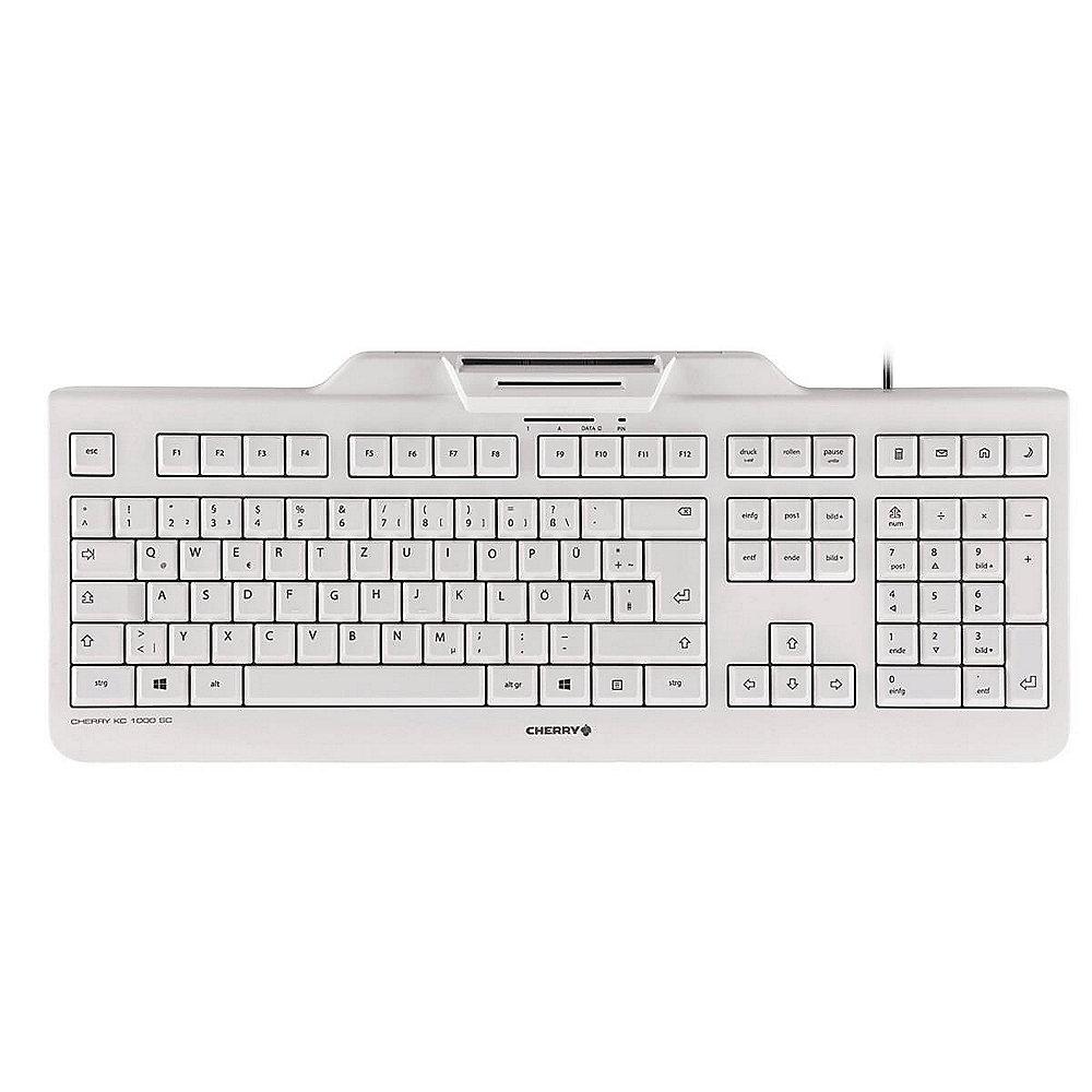 Cherry KC 1000 SC Keyboard mit Smart Card Reader USB US Layout weiß/ grau