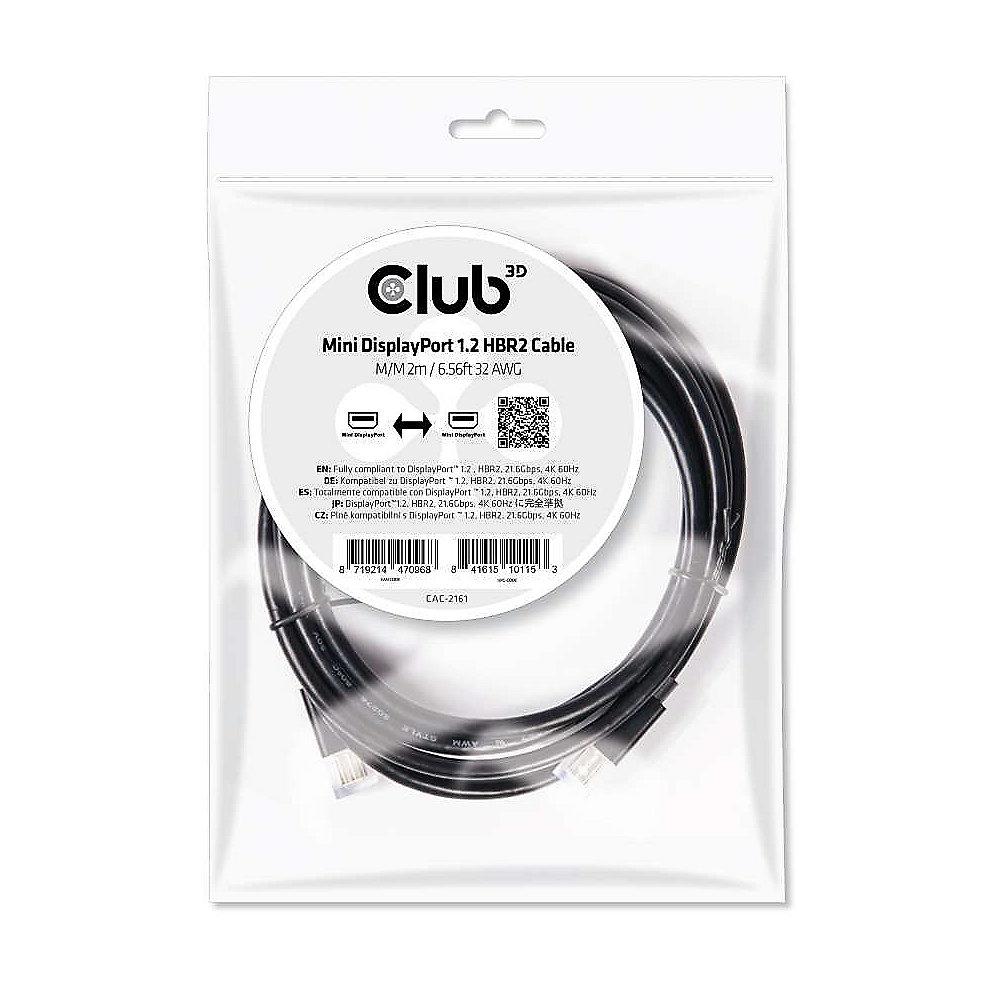Club 3D DisplayPort 1.2 Kabel 2m mDP zu mDP HBR2 St./St. schwarz CAC-2161, Club, 3D, DisplayPort, 1.2, Kabel, 2m, mDP, mDP, HBR2, St./St., schwarz, CAC-2161