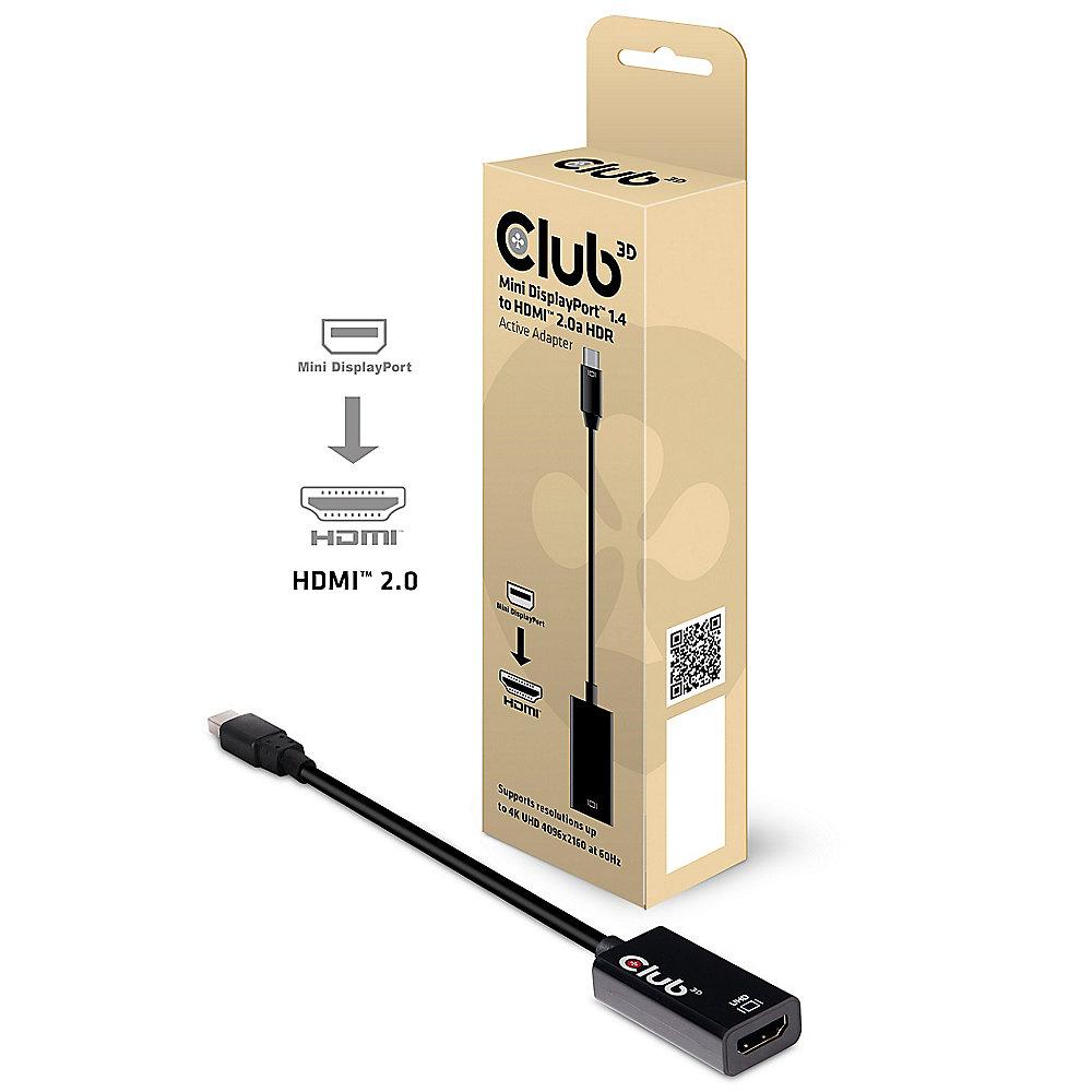 Club 3D DisplayPort 1.4 Adapter mDP zu HDMI 2.0a HDR aktiv schwarz CAC-1180