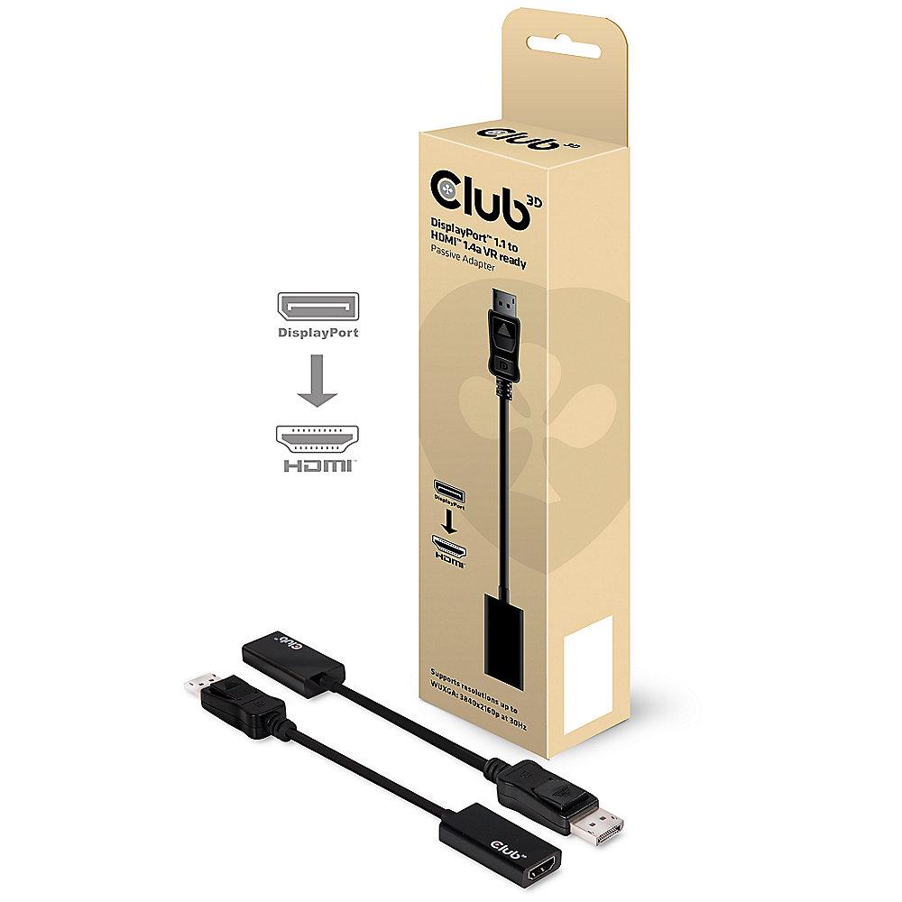 Club 3D DisplayPort Adapterkabel 0,2m DP zu HDMI VR Ready passiv CAC-1056, Club, 3D, DisplayPort, Adapterkabel, 0,2m, DP, HDMI, VR, Ready, passiv, CAC-1056