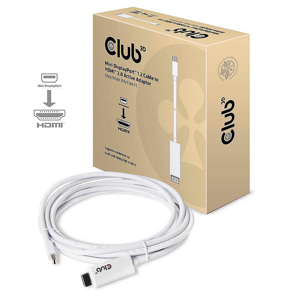 Club 3D DisplayPort Adapterkabel 3m mDP zu HDMI 2.0 aktiv UHD 3D weiß CAC-1173