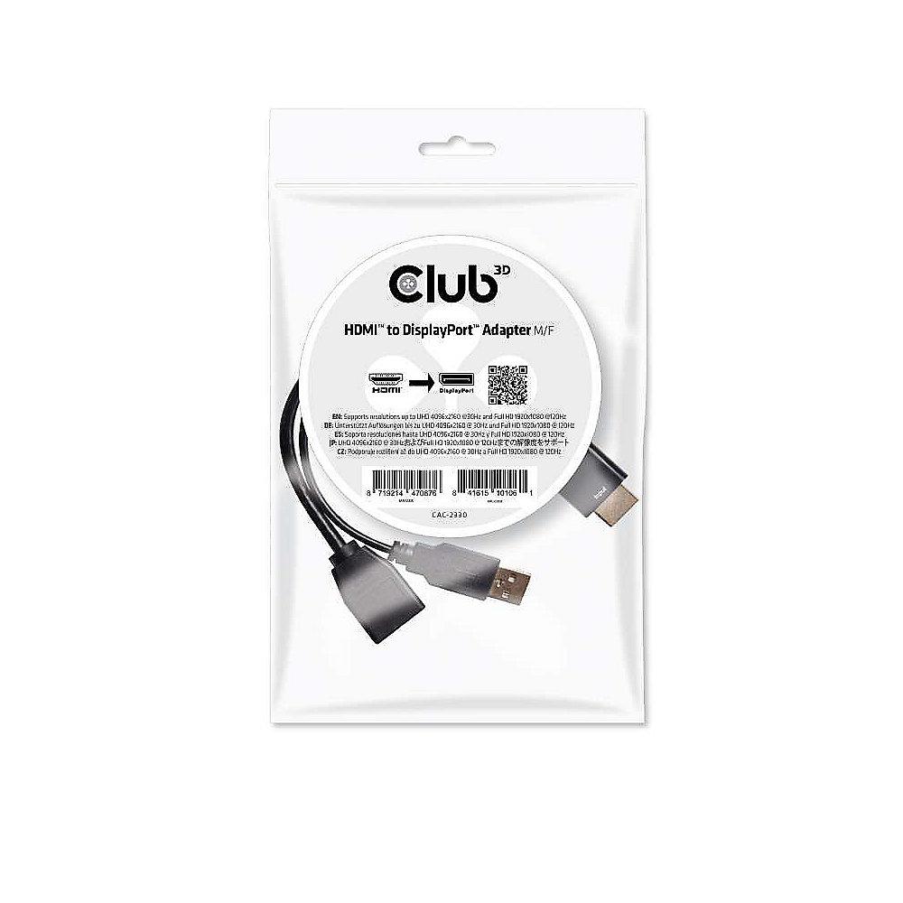 Club 3D HDMI Adapter 0,18m HDMI zu DisplayPort 1.1 St./Bu. schwarz CAC-2330, Club, 3D, HDMI, Adapter, 0,18m, HDMI, DisplayPort, 1.1, St./Bu., schwarz, CAC-2330