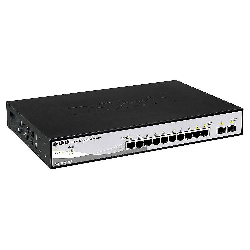 D-Link DGS-1210-10P 10x Gigabit Smart Switch (2x Mini GBIC), D-Link, DGS-1210-10P, 10x, Gigabit, Smart, Switch, 2x, Mini, GBIC,