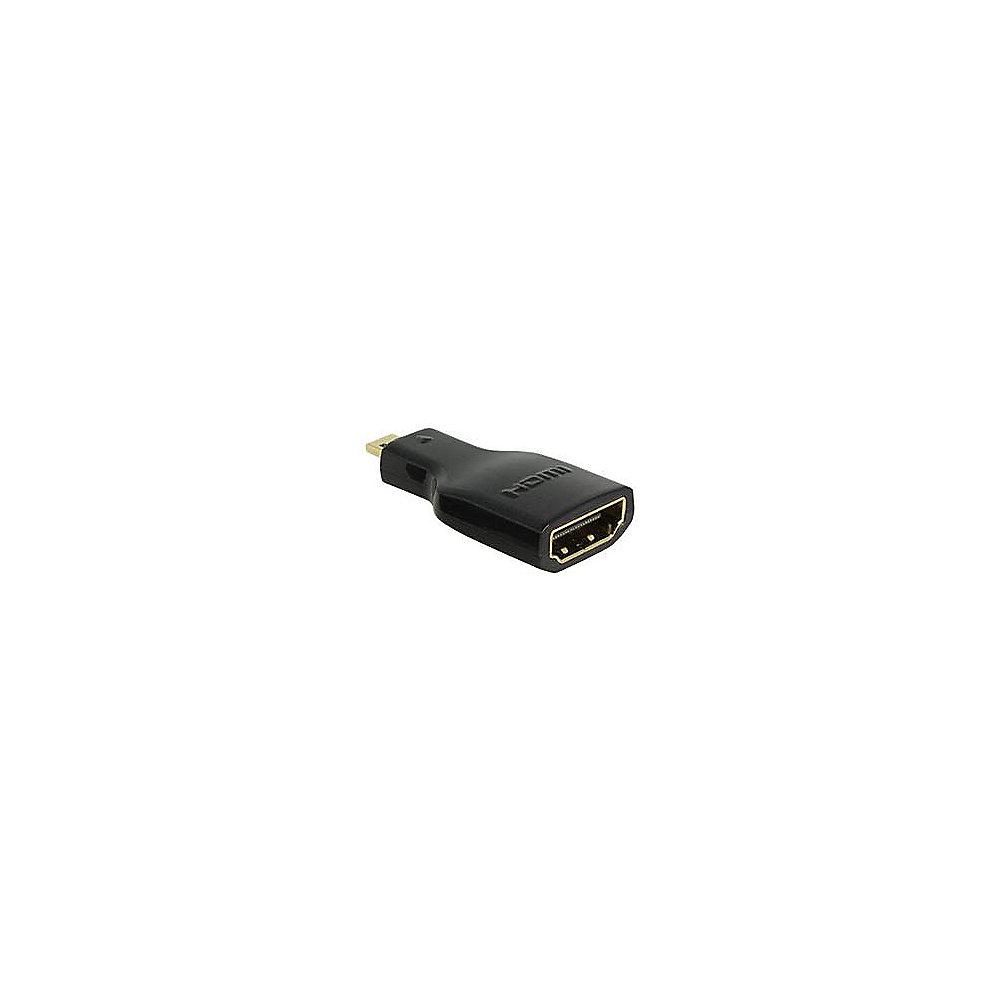 DeLOCK Adapter HDMI Micro-D zu HDMI-A 4K Ethernet High Speed St./Bu. schwarz, DeLOCK, Adapter, HDMI, Micro-D, HDMI-A, 4K, Ethernet, High, Speed, St./Bu., schwarz