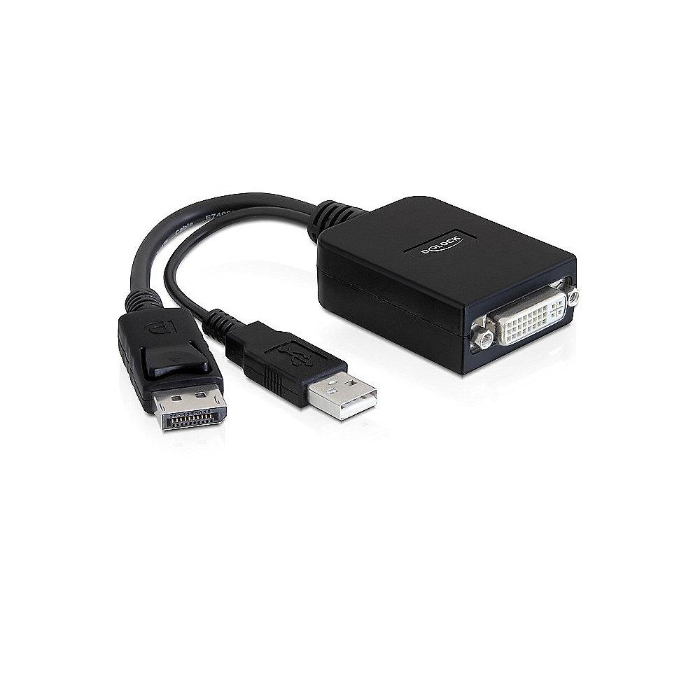 DeLOCK Adapterkabel DisplayPort zu DVI   USB-A Strom St./Bu aktiv 61855 schwarz, DeLOCK, Adapterkabel, DisplayPort, DVI, , USB-A, Strom, St./Bu, aktiv, 61855, schwarz