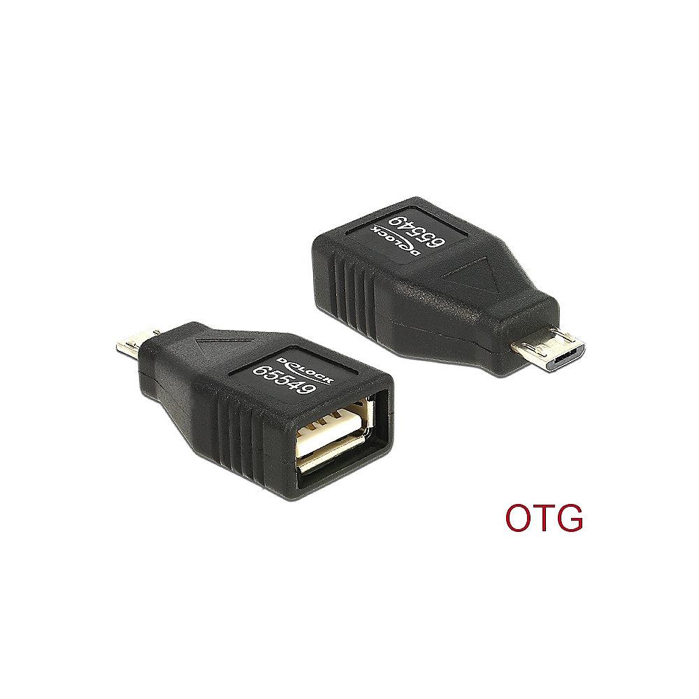 DeLOCK USB 2.0 Adapter micro-B zu USB-A St./Bu. OTG voll geschirmt schwarz