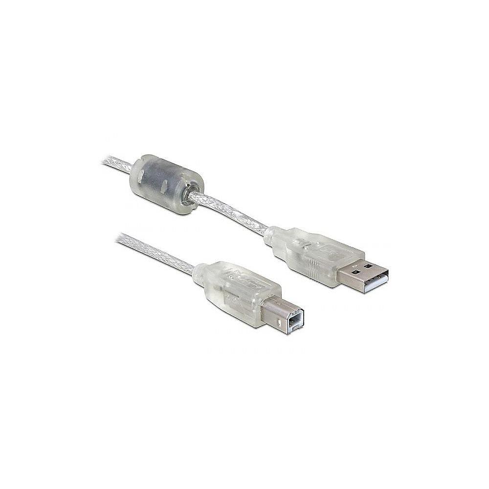 DeLOCK USB 2.0 Kabel 0,5m A zu B Ferritkern St./St. 82057 transparent