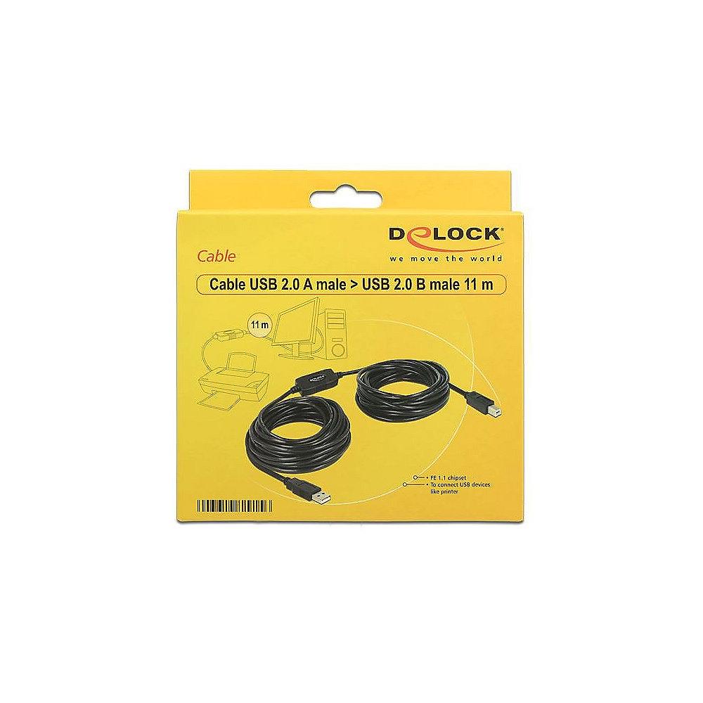 DeLOCK USB 2.0 Kabel 11m A zu B St./St. 82915 schwarz