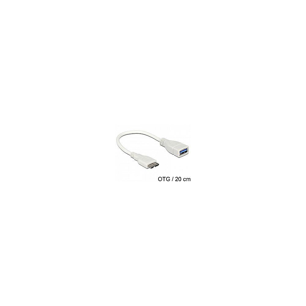 DeLOCK USB 3.0 Kabel 0,2m micro-B zu A St./Bu. OTG voll geschirmt weiß