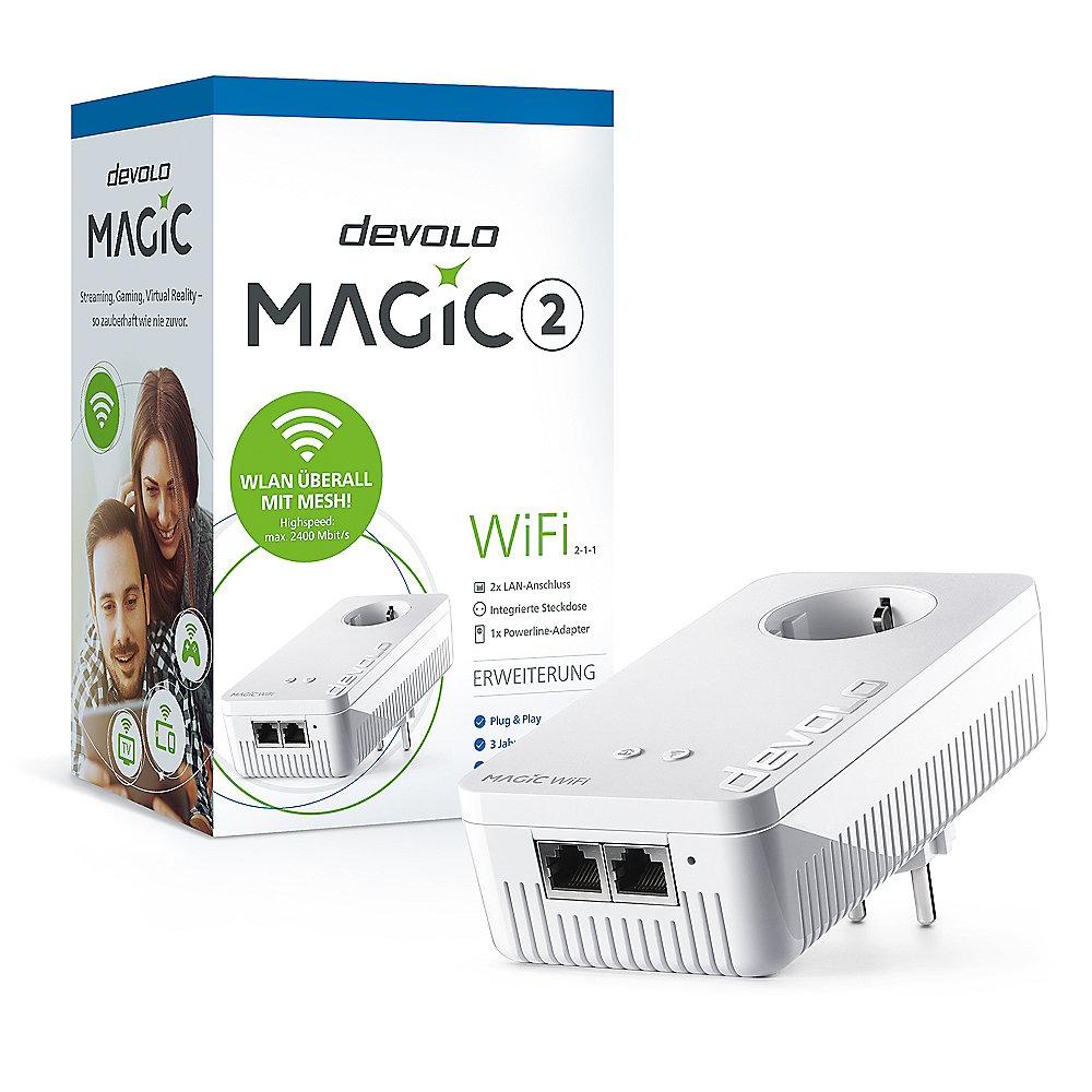 devolo Magic 2 WiFi 2-1-1 Einzeladapter (2400mbps Powerline   2xLAN)