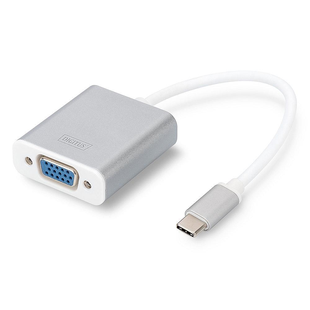 DIGITUS USB 3.0 Adapter 0,2m Typ-C zu VGA Grafik 1080p St./Bu. weiß