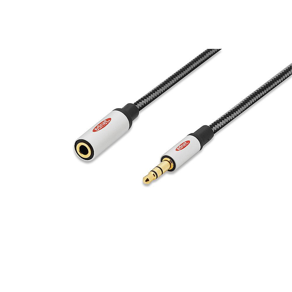 ednet 3,5mm Klinkenkabel 3m Verlängerung Stereo vergoldet St./Bu. schwarz