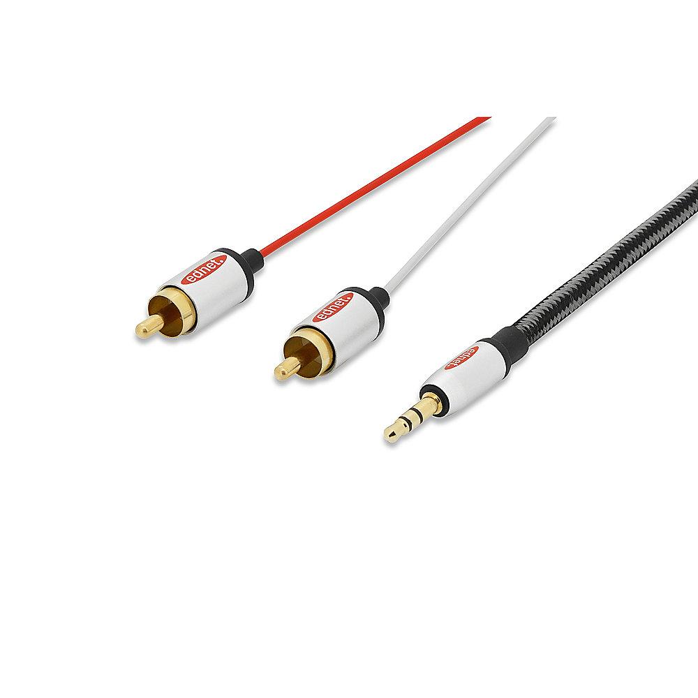 ednet Audio Adapterkabel 2,5m 3,5mm Klinke zu 2xCinch Premium vergoldet St./St.