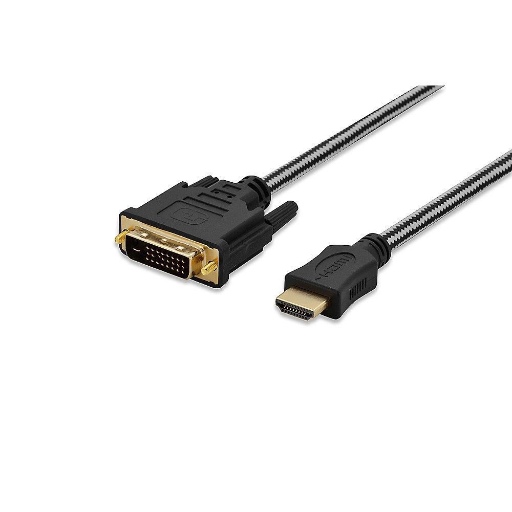 ednet HDMI Adapterkabel 2m HDMI zu DVI 3D vergoldete Kontakte St./St. schwarz
