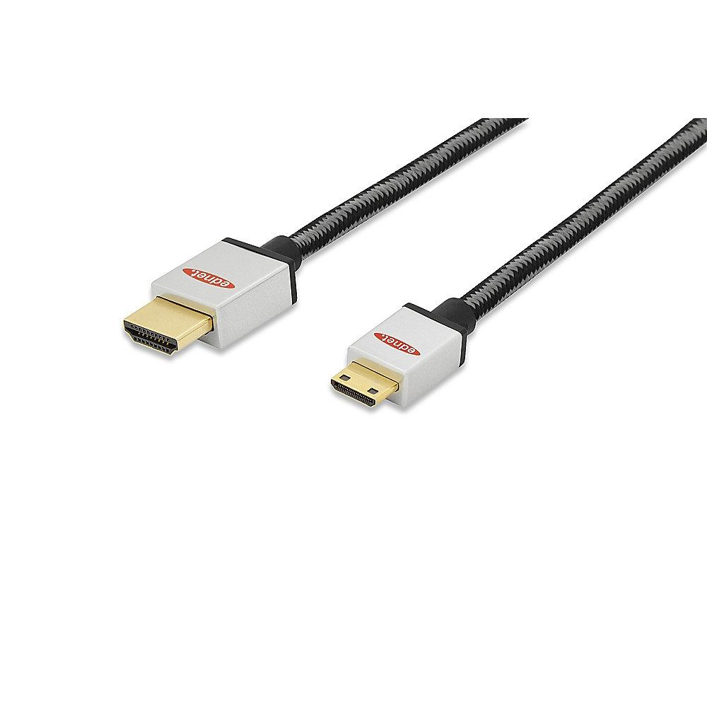 ednet HDMI Anschlusskabel 2m C zu A Premium 3D vergoldet St./St. schwarz