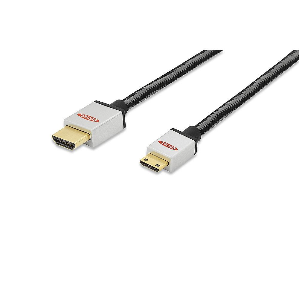 ednet HDMI Anschlusskabel 2m C zu A Premium 3D vergoldet St./St. schwarz, ednet, HDMI, Anschlusskabel, 2m, C, A, Premium, 3D, vergoldet, St./St., schwarz