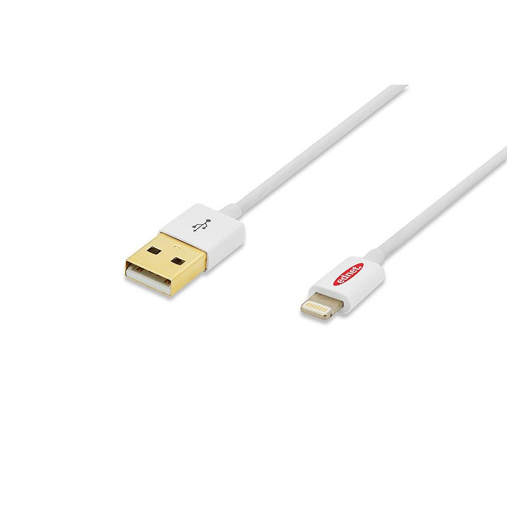 ednet iPhone Lade- & Datenkabel 1m USB2.0 A zu Lightning iP5/6/7 St./St. weiß