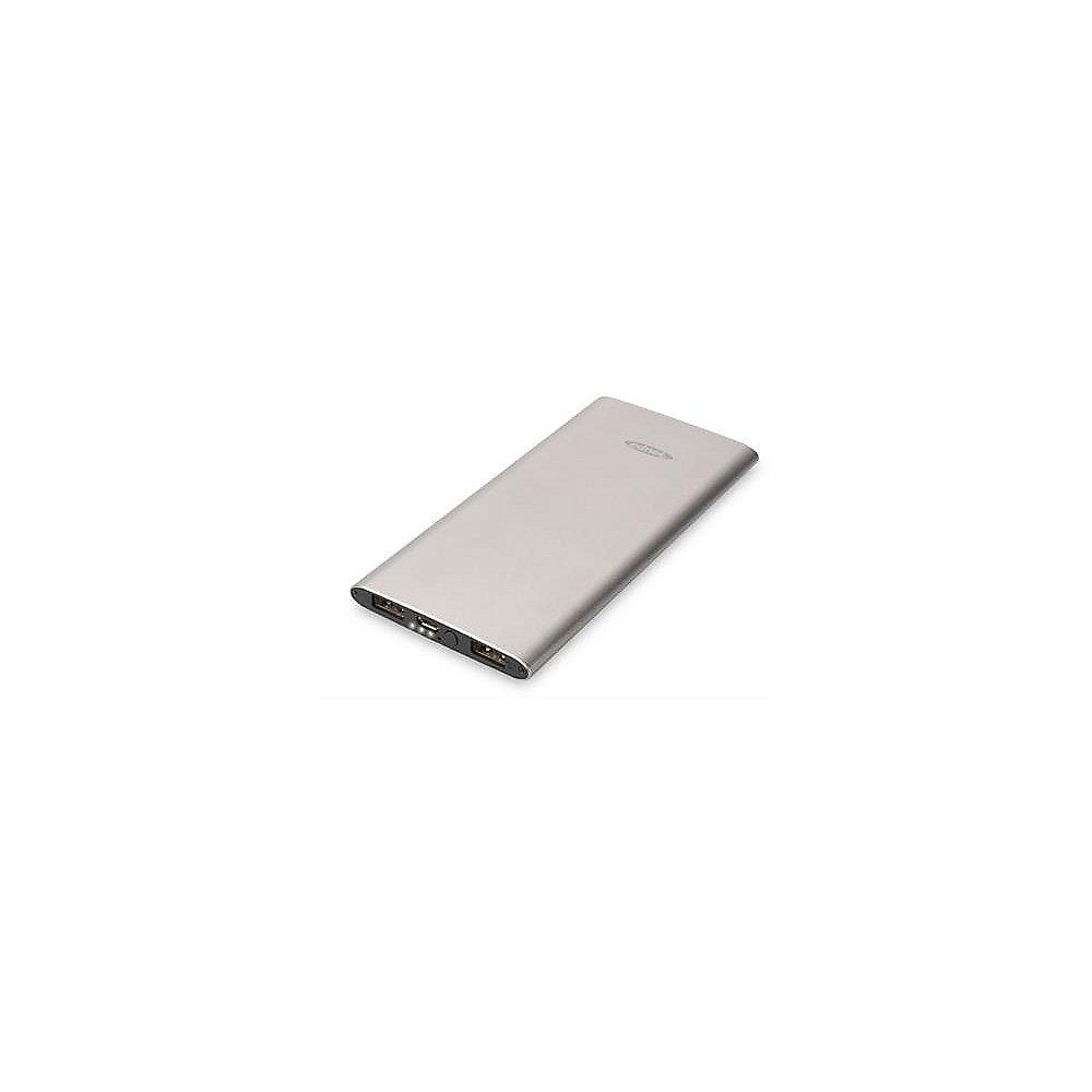 Ednet Slim Line Aluminium Powerbank 5000 mAh 2x USB grau 31895