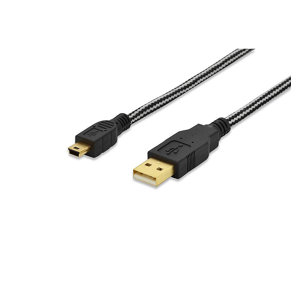 ednet USB 2.0 Anschlusskabel 1m A zu mini B vergoldet St./St. schwarz