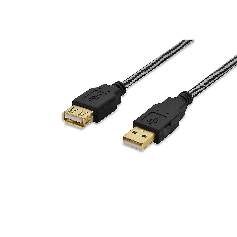 ednet USB 2.0 Verlängerungskabel 1,8m A zu A St./Bu. vergoldet schwarz