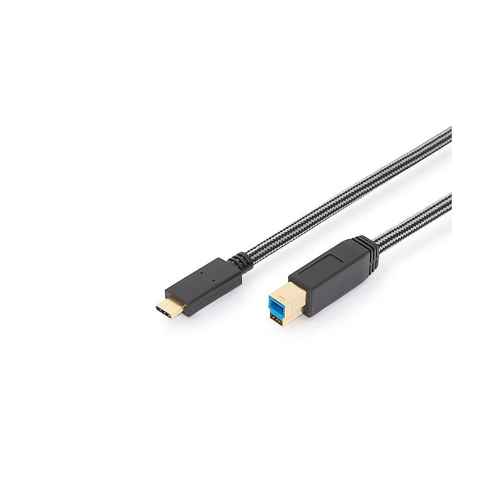ednet USB Type C Anschlusskabel zu B 1,0m St./St. schwarz