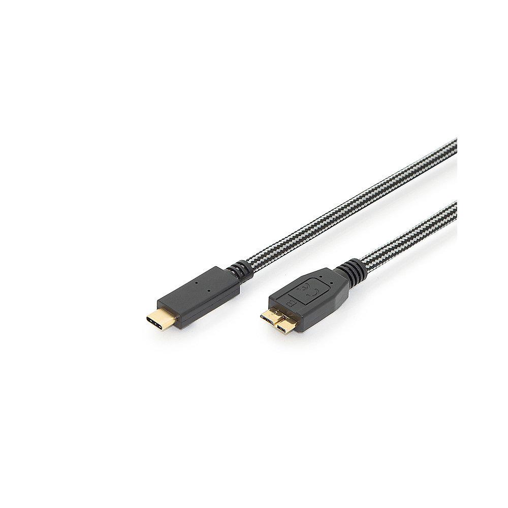 ednet USB Type C Anschlusskabel zu micro B 1,0m St./St. schwarz