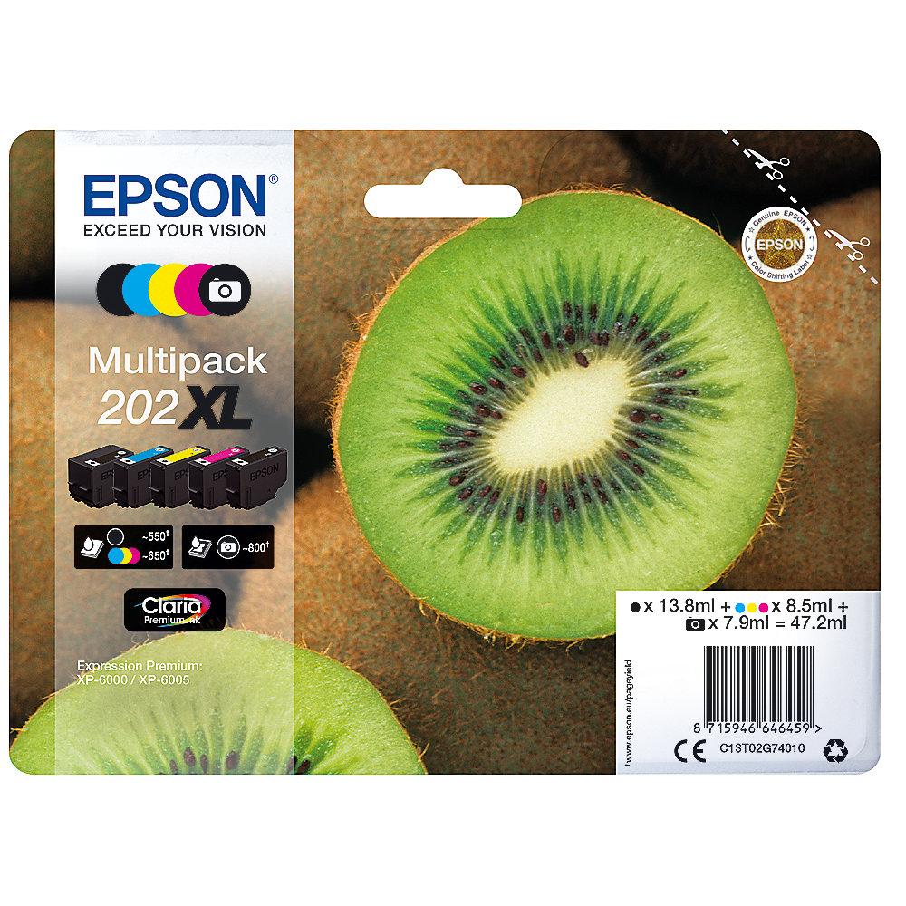 Epson C13T02G74010 Druckerpatronen Multipack 202XL Schwarz, Cyan, Magenta, Gelb