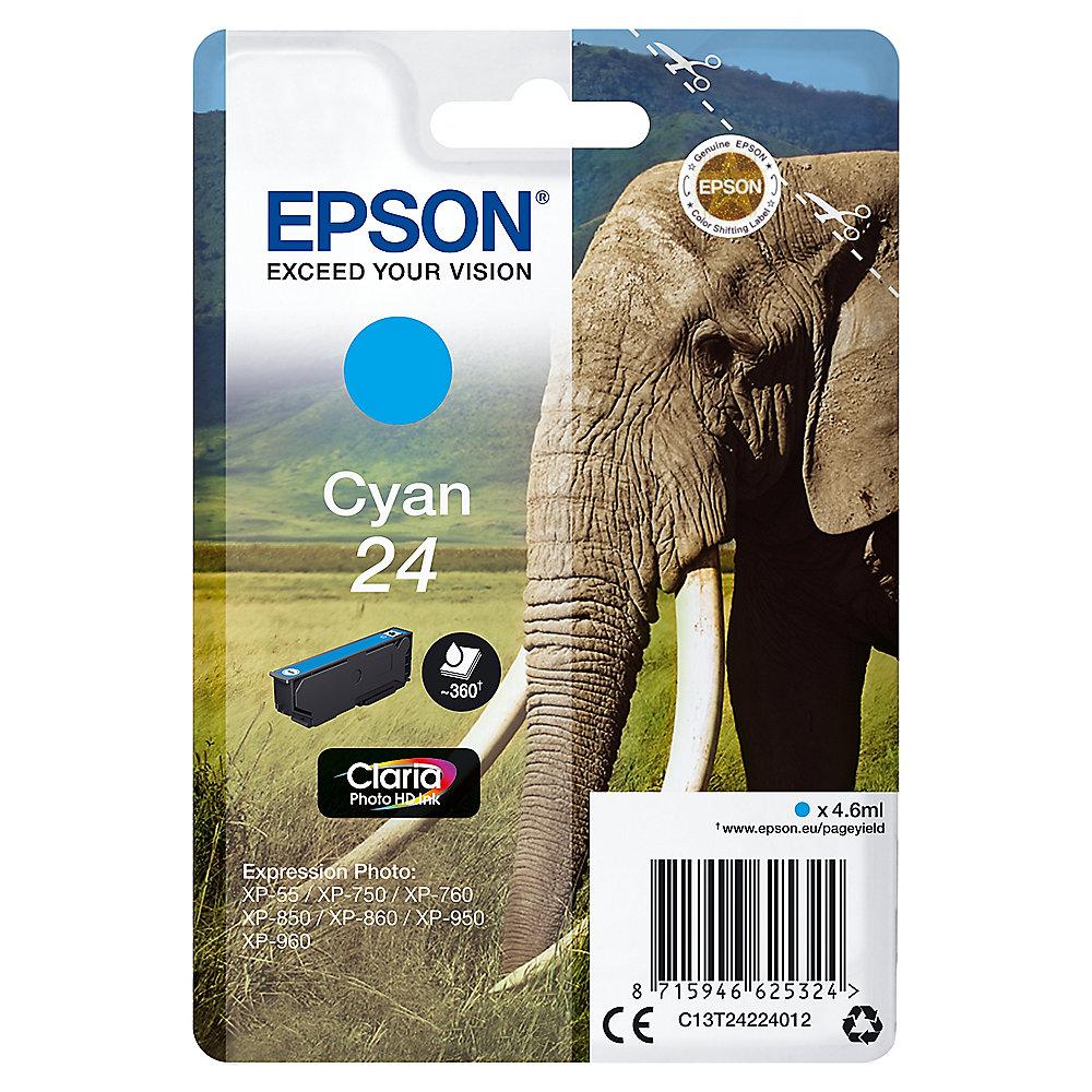 Epson C13T24224012 Druckerpatrone 24 Claria Photo HD Cyan