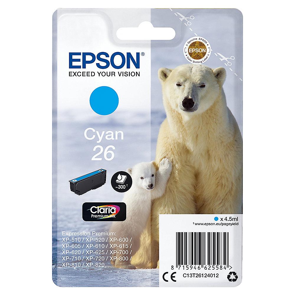 Epson C13T26124012 Druckerpatrone 26 Cyan Claria Premium Ink