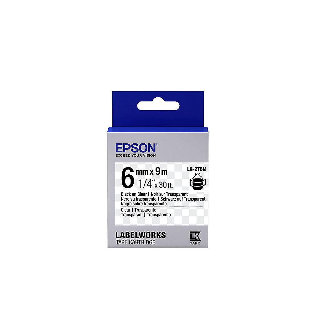 Epson C53S652004 - Schriftband LK-2TBN klebend 6mmx9m schwarz auf transparent