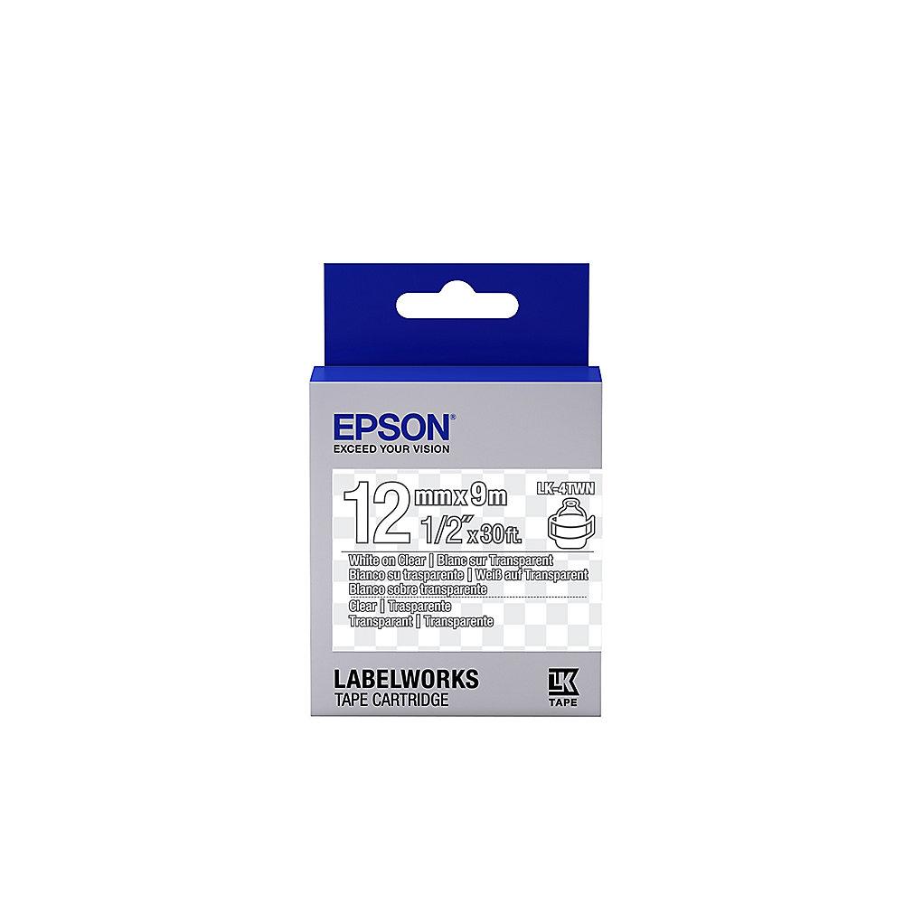 Epson C53S654013 Schriftband LK-4TWN klebend 12mmx9m weiß auf transparent
