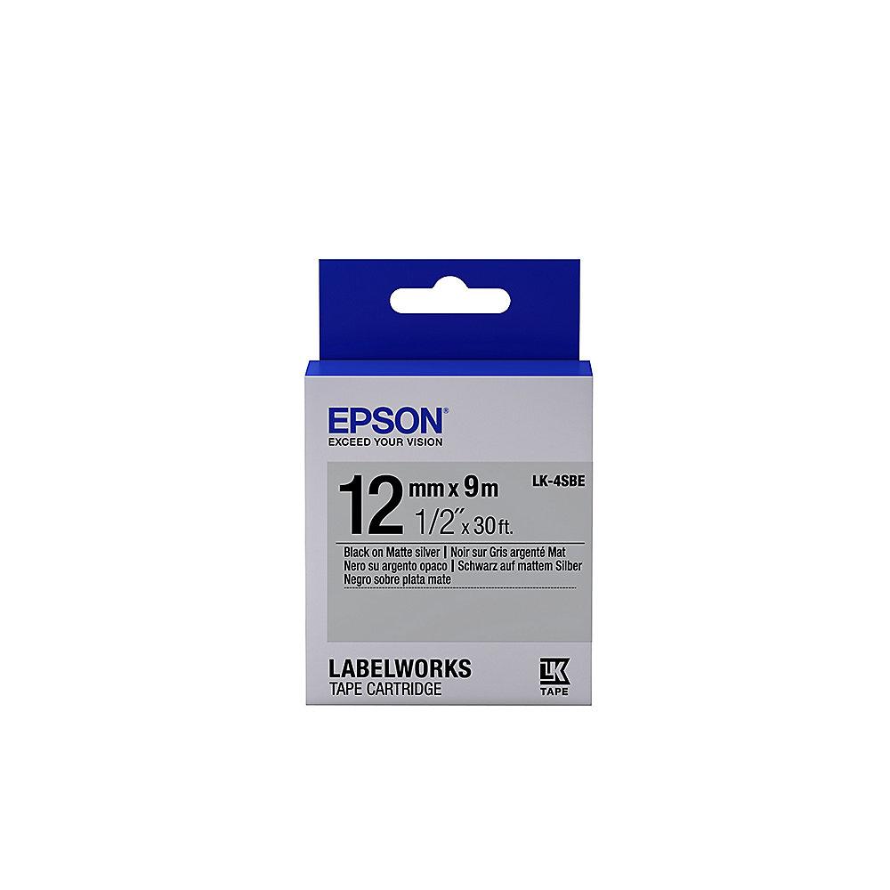 Epson C53S654017 Schriftband LK-4SBE klebend 12mmx9m schwarz matt / silber matt