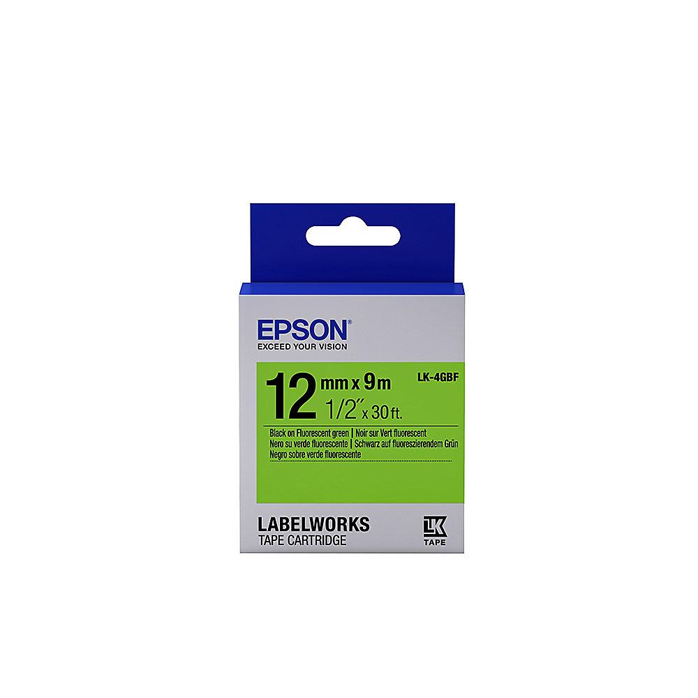 Epson C53S654018 Schriftband LK-4GBF klebend 12mmx9m schwarz/grün fluoreszierend