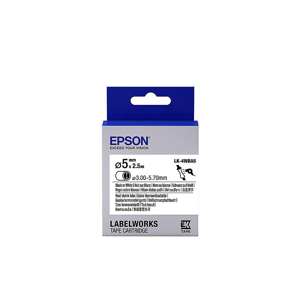 Epson C53S654904 Schrumpfschlauch LK-4WBA5 bedruckbar 5mmx2,5m schwarz/weiss