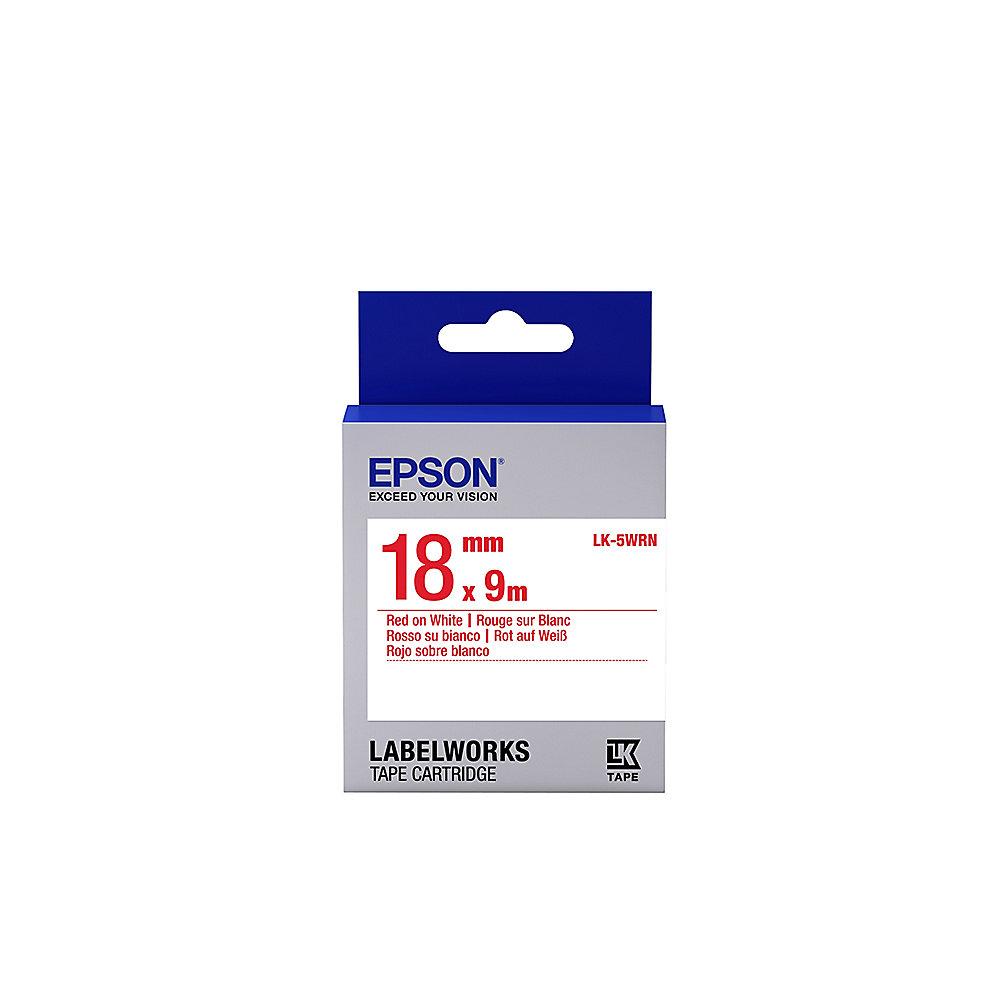 Epson C53S655007 Schriftband LK-5WRN klebend 18mmx9m rot auf weiß