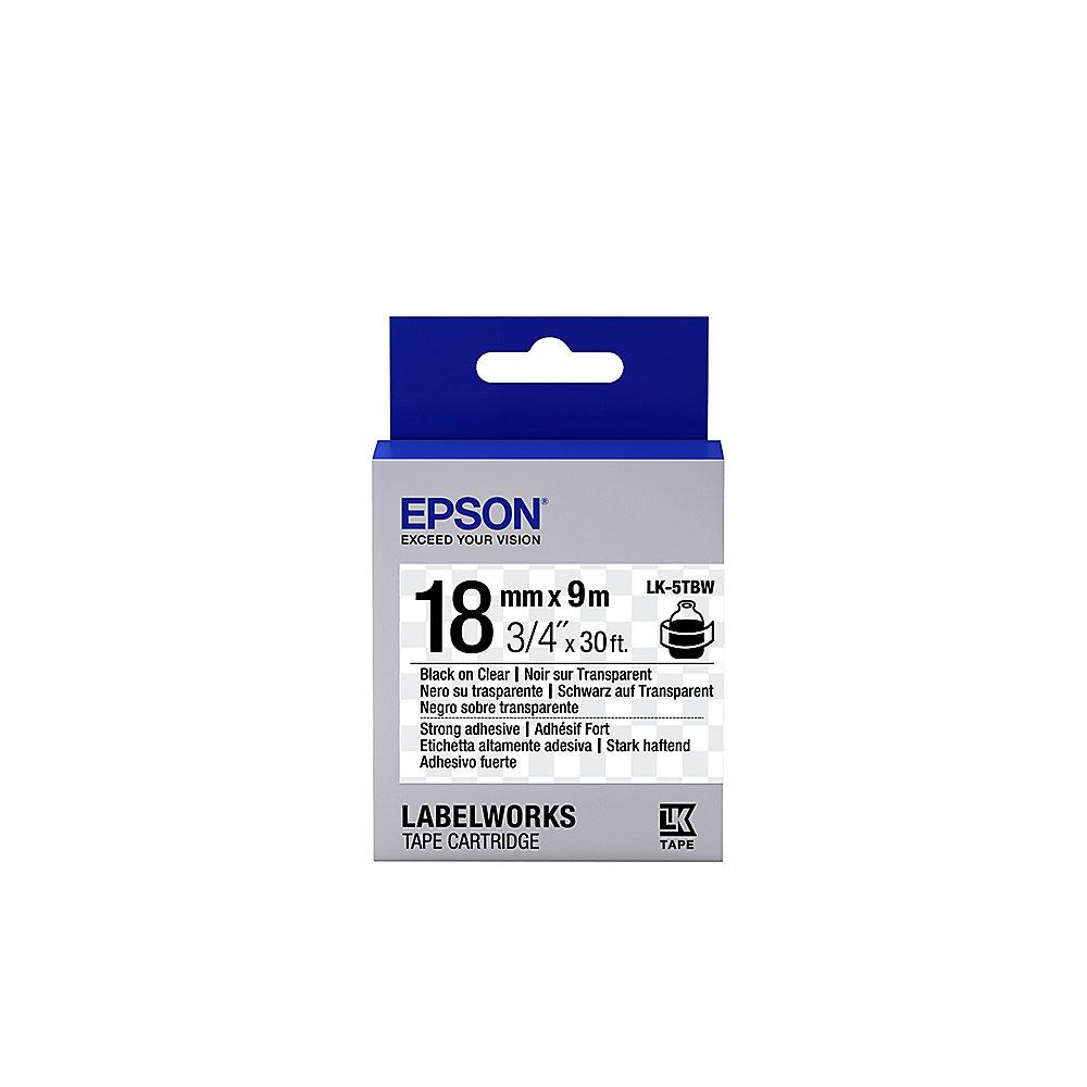 Epson C53S655011 Schriftband LK-5TBW stark klebend 18mmx9m schwarz/transparent