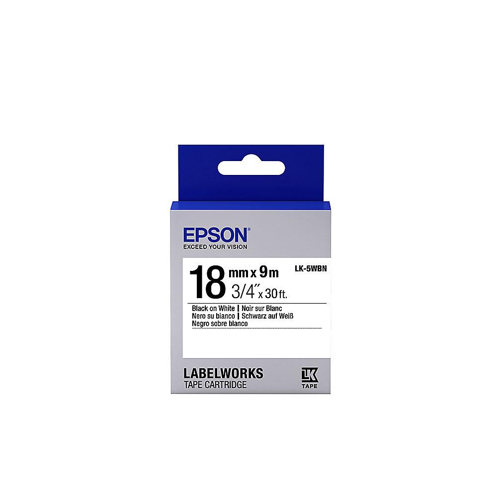 Epson C53S655012 Schriftband LK-5WBW stark klebend 18mmx9m schwarz auf weiß
