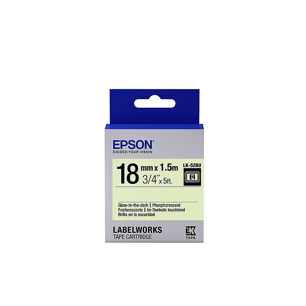 Epson C53S655015 Schriftband LK-5ZBU klebend 18mmx1,5m schwarz/phosphoreszierend, Epson, C53S655015, Schriftband, LK-5ZBU, klebend, 18mmx1,5m, schwarz/phosphoreszierend